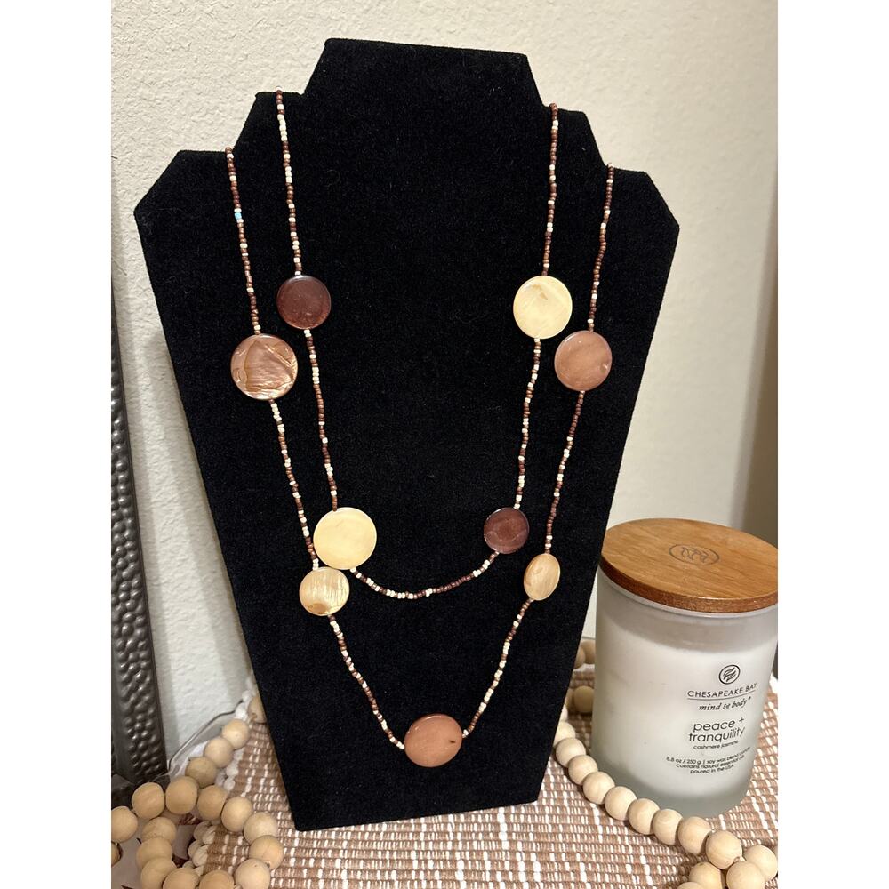 Boho Long Gold Tone Circlet Double Strand Necklace